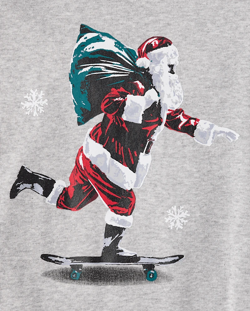 Boys Santa Skateboard Snug Fit Cotton Pajamas