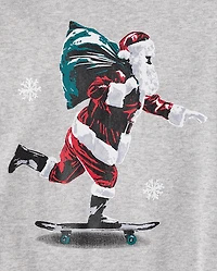 Boys Santa Skateboard Snug Fit Cotton Pajamas