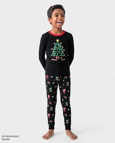 Boys Glow Christmas Video Game Snug Fit Cotton Pajamas
