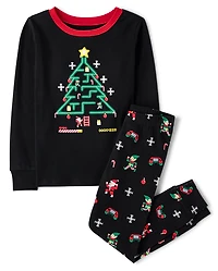 Boys Glow Christmas Video Game Snug Fit Cotton Pajamas