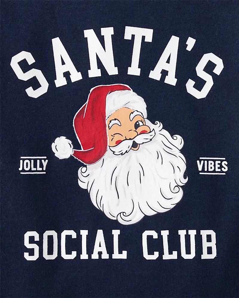 Boys Matching Family Santa's Social Club Snug Fit Cotton Pajamas