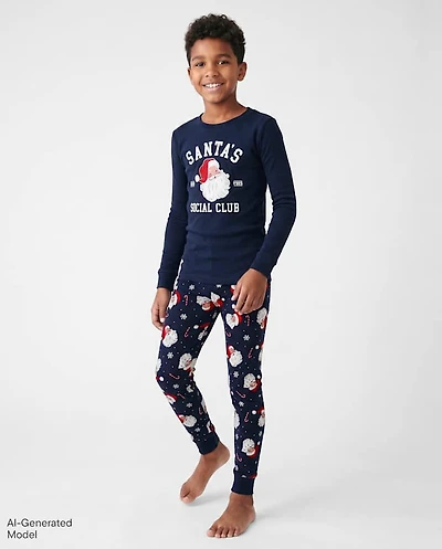 Boys Matching Family Santa's Social Club Snug Fit Cotton Pajamas