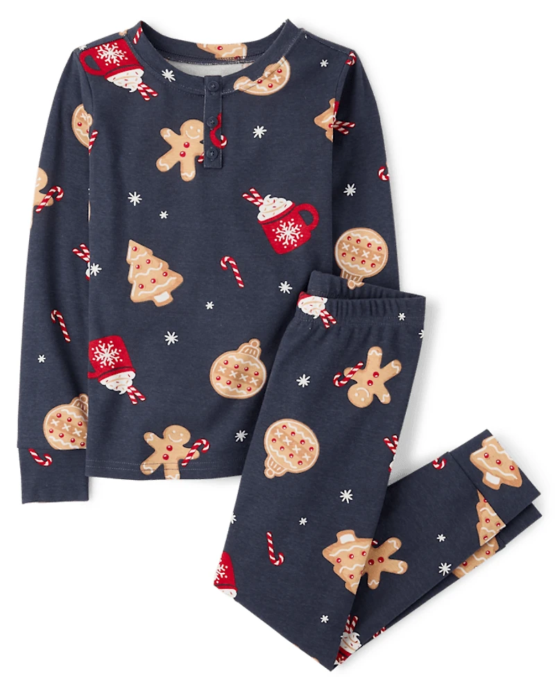 Pyjamas Henley en coton ajustés, motif pain d'épice, assortis pour toute la famille, garçons