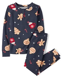 Pyjamas Henley en coton ajustés, motif pain d'épice, assortis pour toute la famille, garçons