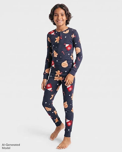 Pyjamas Henley en coton ajustés, motif pain d'épice, assortis pour toute la famille, garçons