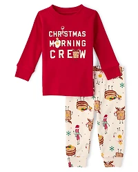 Baby And Toddler Matching Family Christmas Morning Crew Snug Fit Cotton Pajamas