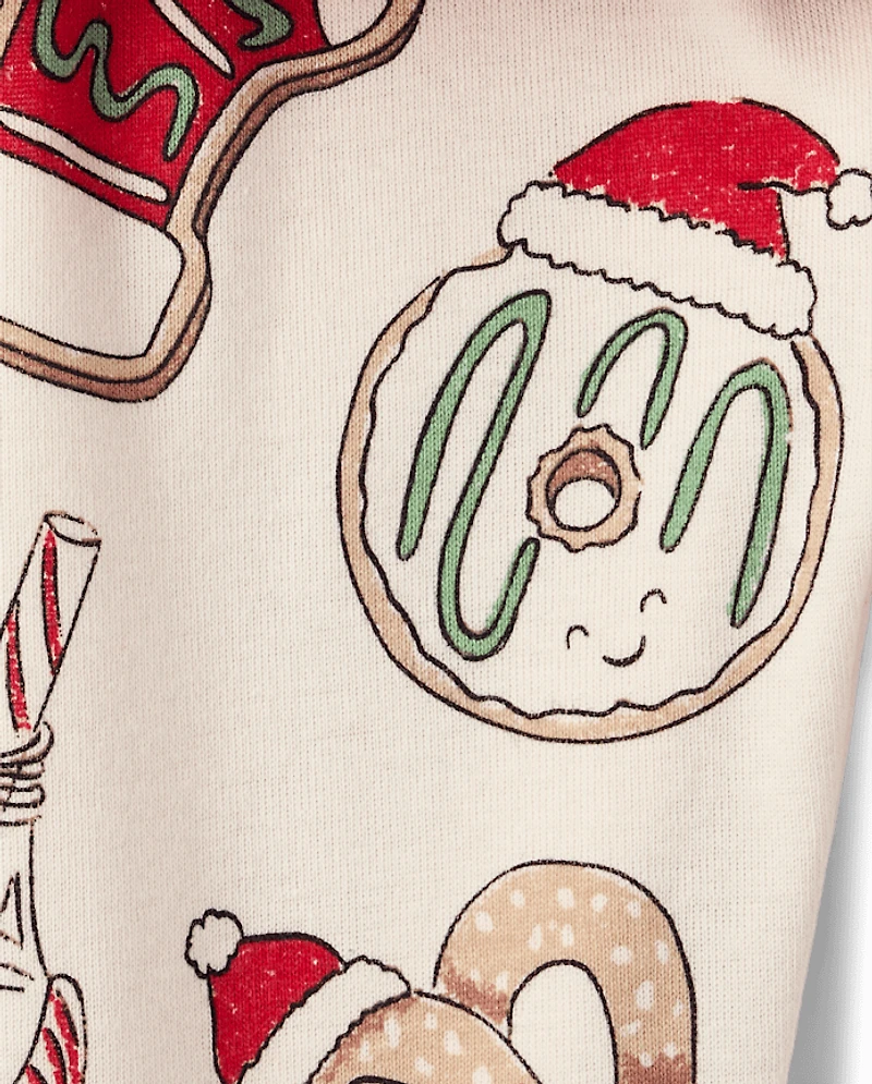 Pyjama en coton ajusté pour bébés et jeunes enfants, motif lait biscuits