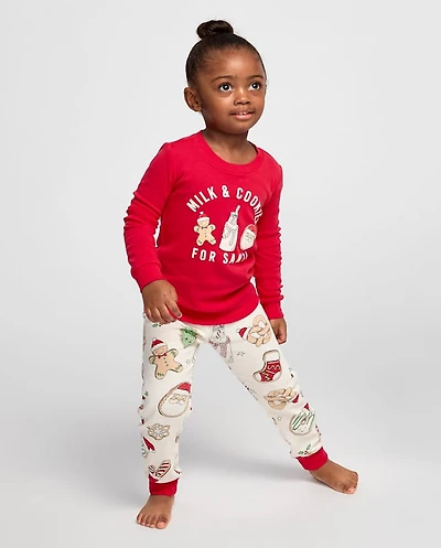 Pyjama en coton ajusté pour bébés et jeunes enfants, motif lait biscuits