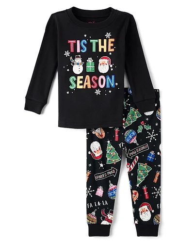 Pyjamas en coton ajustés pour bébés et jeunes enfants, collection « Family Glow Tis' The Season », assortis à la familiale.