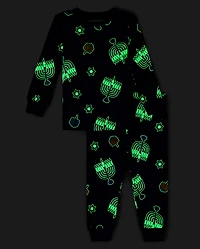 Baby And Toddler Matching Family Glow Hanukkah Snug Fit Cotton Pajamas