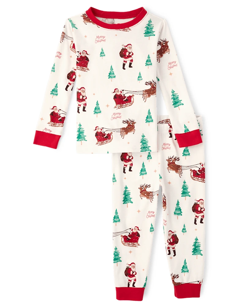 Baby And Toddler Matching Family Santa Sleigh Snug Fit Cotton Pajamas