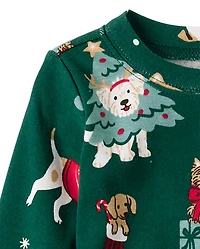 Baby And Toddler Matching Family Christmas Dogs Snug Fit Cotton Pajamas