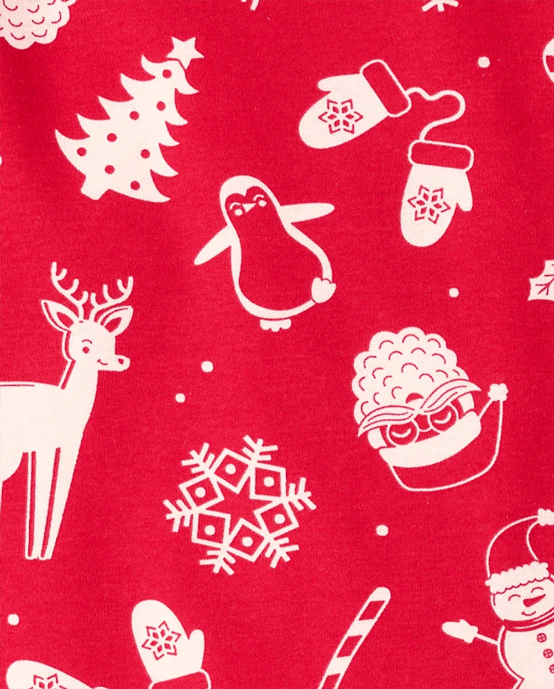 Pyjamas en coton ajustés assortis pour bébés et jeunes enfants, motif Noël familial