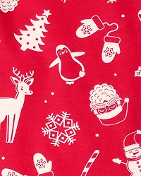 Pyjamas en coton ajustés assortis pour bébés et jeunes enfants, motif Noël familial