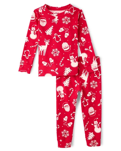 Baby And Toddler Matching Family Christmas Icon Snug Fit Cotton Pajamas