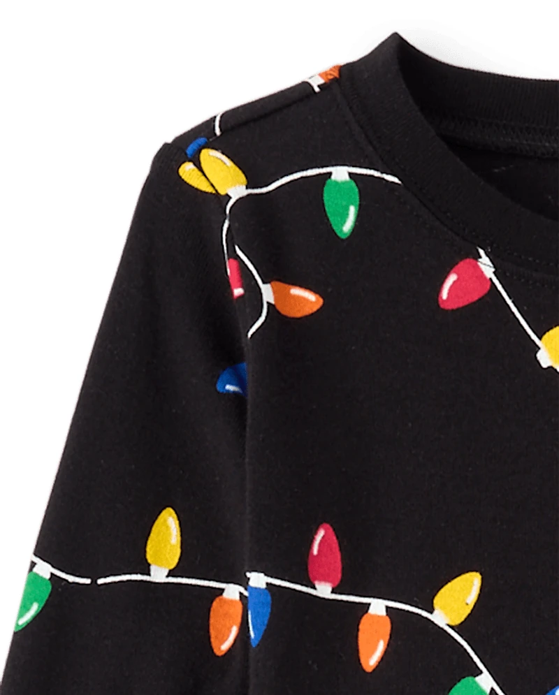 Pyjamas en coton ajustés pour bébés et jeunes enfants, assortis aux guirlandes lumineuses de Noël toute la famille