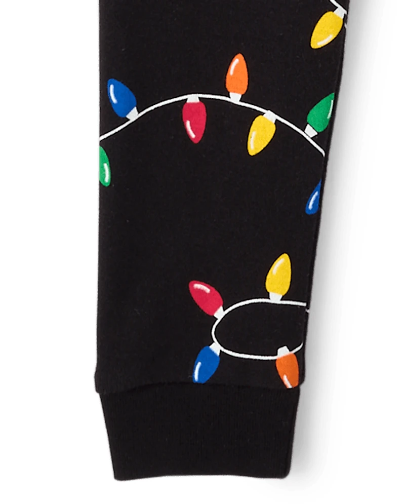 Baby And Toddler Matching Family Christmas Lights Snug Fit Cotton Pajamas
