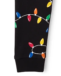 Baby And Toddler Matching Family Christmas Lights Snug Fit Cotton Pajamas