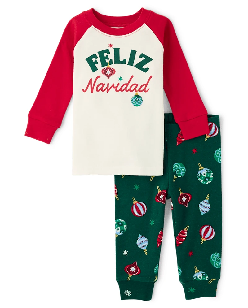 Baby And Toddler Matching Family Feliz Navidad Snug Fit Cotton Pajamas