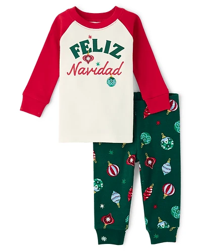 Baby And Toddler Matching Family Feliz Navidad Snug Fit Cotton Pajamas