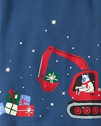Baby And Toddler Boys Glow Christmas Construction Vehicle Snug Fit Cotton Pajamas