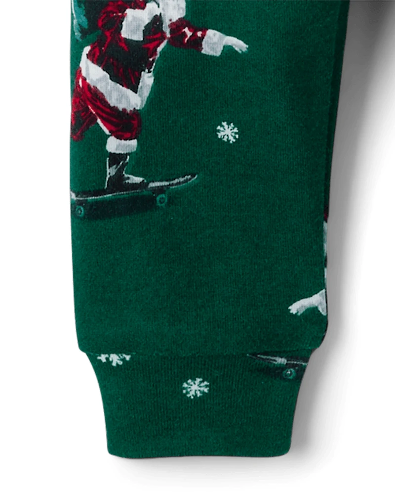 Baby And Toddler Boys Santa Skateboard Snug Fit Cotton Pajamas
