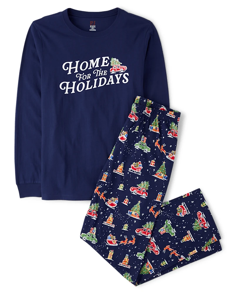Adult Matching Family Home For The Holidays Cotton Pajamas
