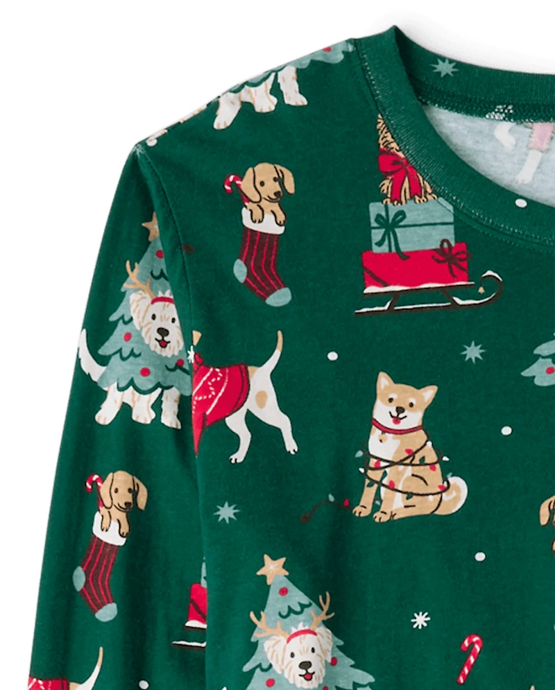 Pyjamas de Noël assortis pour adultes, motif chiens, en coton, toute la famille