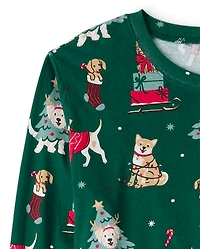 Pyjamas de Noël assortis pour adultes, motif chiens, en coton, toute la famille