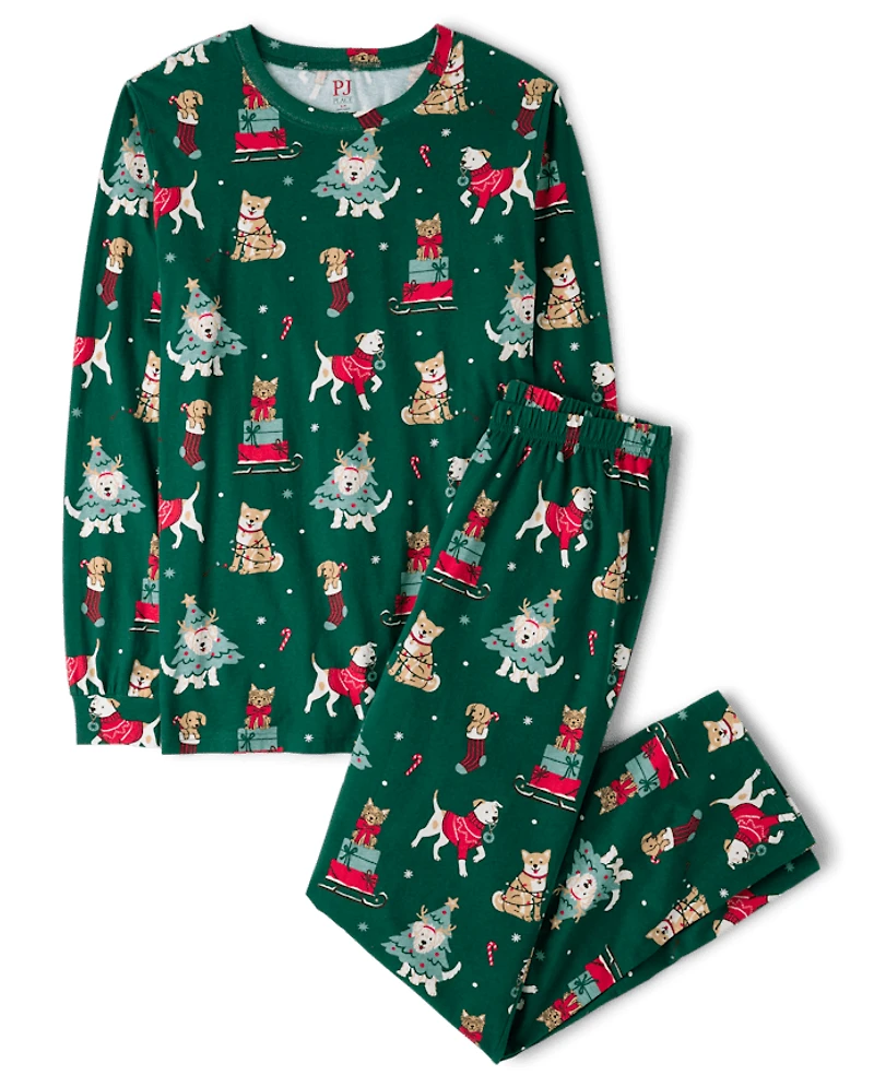 Adult Matching Family Christmas Dogs Cotton Pajamas