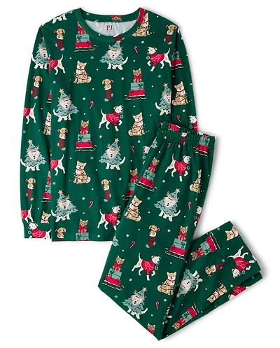 Adult Matching Family Christmas Dogs Cotton Pajamas