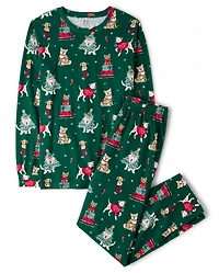 Adult Matching Family Christmas Dogs Cotton Pajamas
