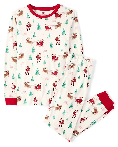 Adult Matching Family Santa Sleigh Cotton Pajamas