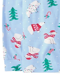 Pyjamas de Noël assortis pour toute la famille, motif ours polaire, en coton, adultes