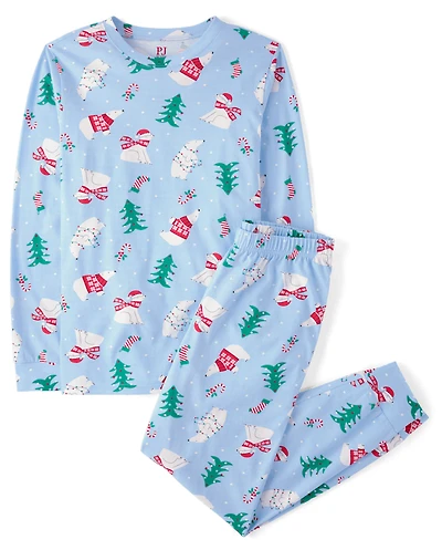 Pyjamas de Noël assortis pour toute la famille, motif ours polaire, en coton, adultes