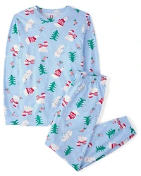 Pyjamas de Noël assortis pour toute la famille, motif ours polaire, en coton, adultes