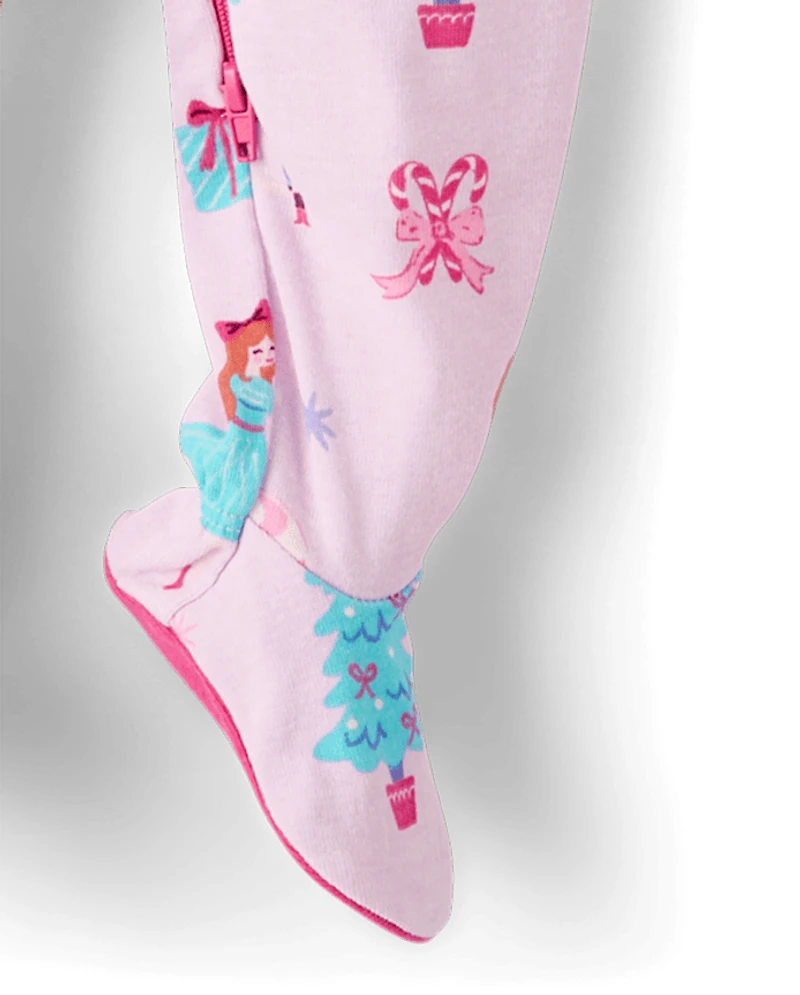 Baby And Toddler Girls Mommy Me Nutcracker Snug Fit Cotton Footed One Piece Pajamas
