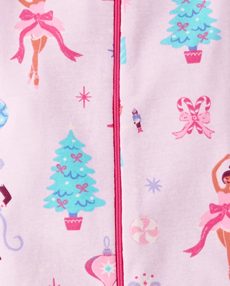 Baby And Toddler Girls Mommy Me Nutcracker Snug Fit Cotton Footed One Piece Pajamas