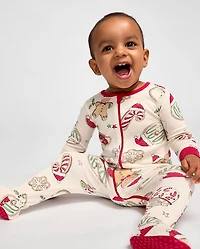 Baby And Toddler Matching Family Milk Cookies Snug Fit Cotton Footed One Piece Pajamas