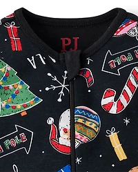 Baby And Toddler Matching Family Christmas Icon Snug Fit Cotton Footed One Piece Pajamas