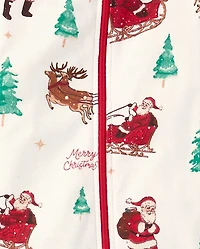 Baby And Toddler Matching Family Santa Sleigh Snug Fit Cotton Footed One Piece Pajamas