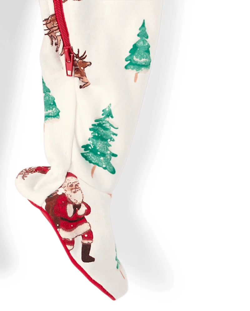 Baby And Toddler Matching Family Santa Sleigh Snug Fit Cotton Footed One Piece Pajamas