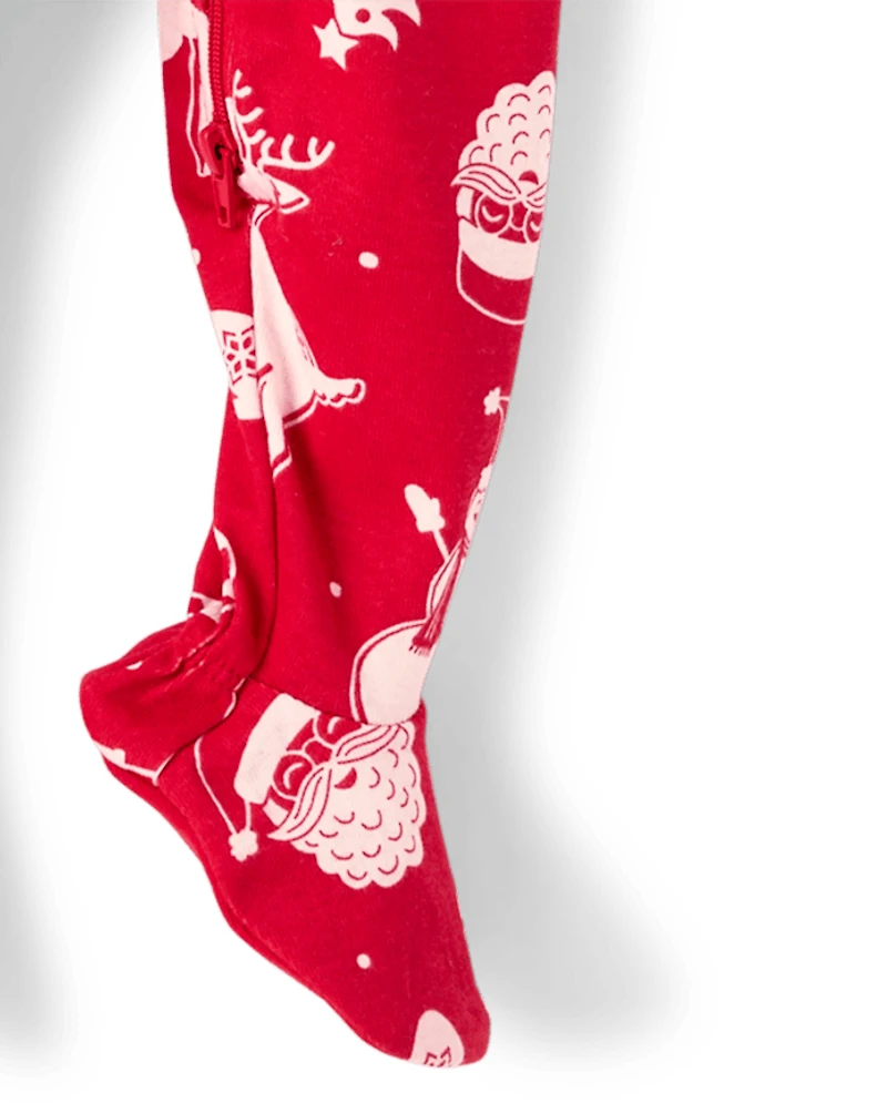 Baby And Toddler Matching Family Christmas Icon Snug Fit Cotton Footed One Piece Pajamas