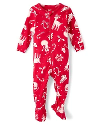 Baby And Toddler Matching Family Christmas Icon Snug Fit Cotton Footed One Piece Pajamas