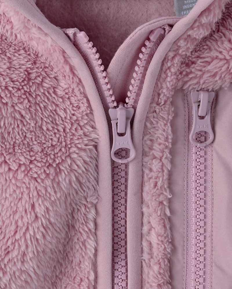 Toddler Girls Heavyweight Sherpa Zip Up Hoodie