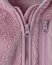 Toddler Girls Heavyweight Sherpa Zip Up Hoodie