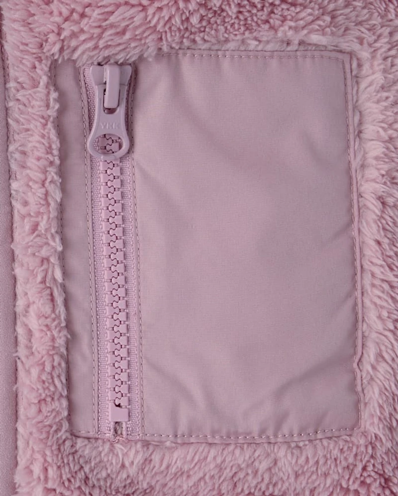 Toddler Girls Heavyweight Sherpa Zip Up Hoodie