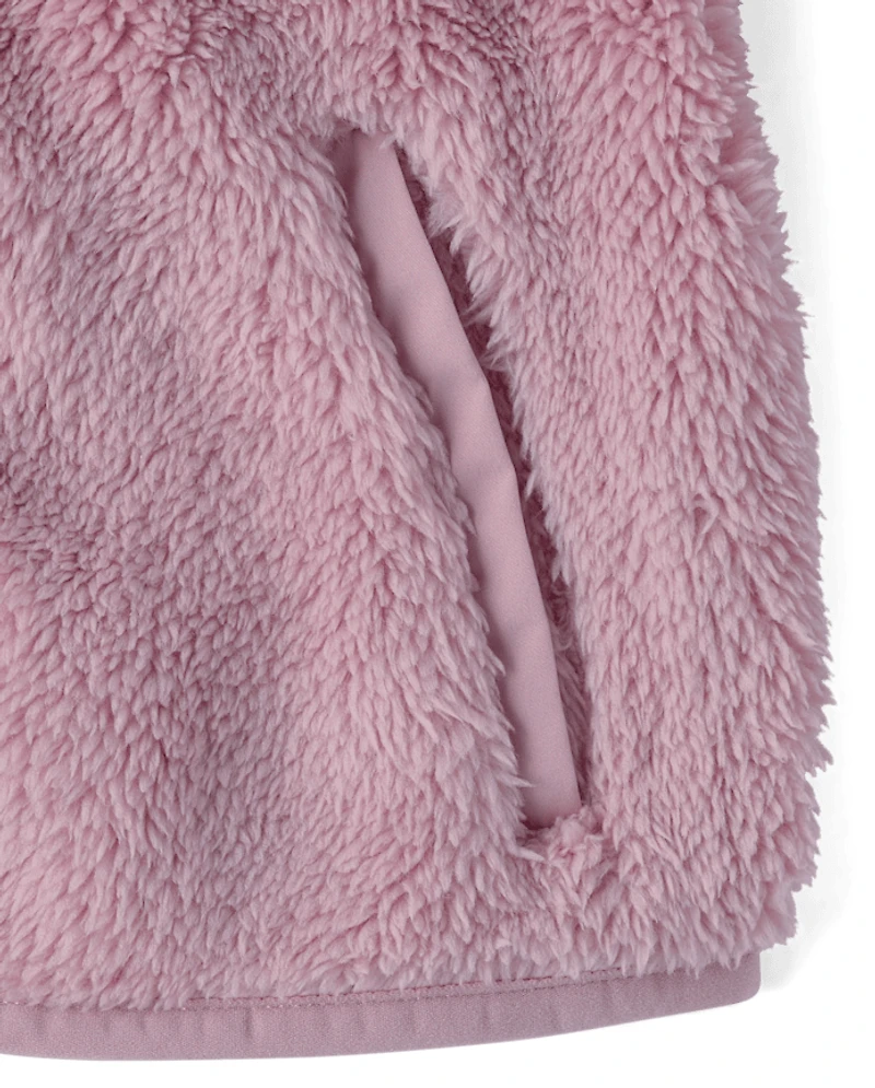 Toddler Girls Heavyweight Sherpa Zip Up Hoodie