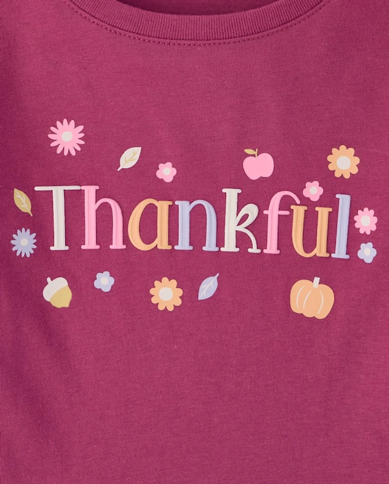 Baby And Toddler Girls Thankful Graphic Tee