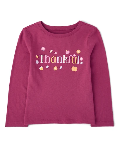 Baby And Toddler Girls Thankful Graphic Tee